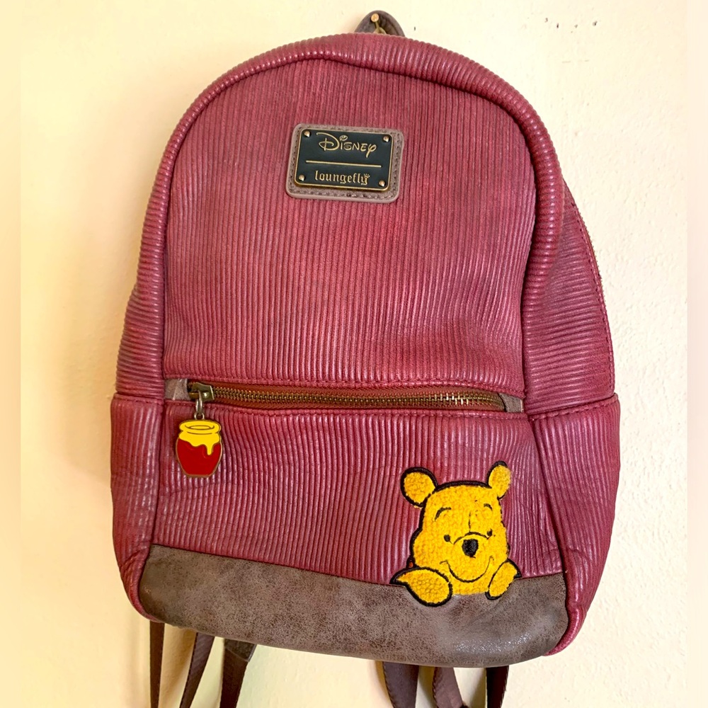 Disney Winnie The Pooh Classic Corduroy Zipper Leather Loungefly Backpack